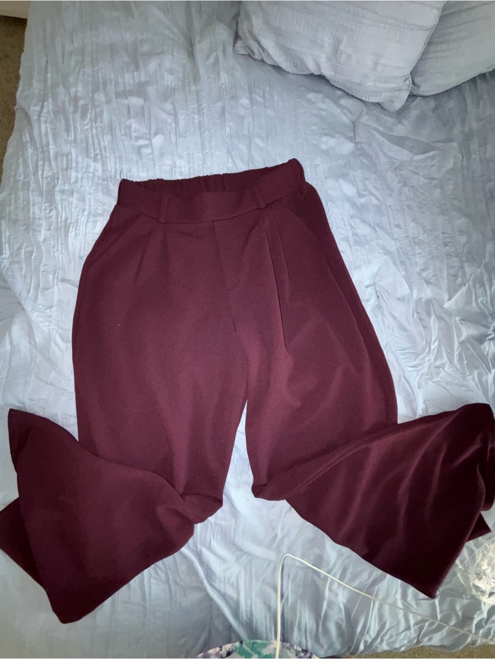 I Believe Women Wide Leg Red Burgundy Trousers